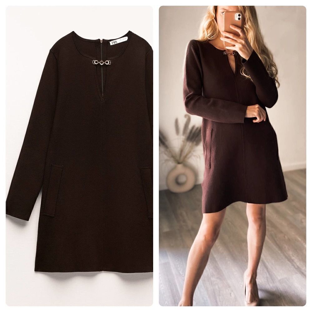 ZARA KNIT DRESS WITH CHAINS NEW